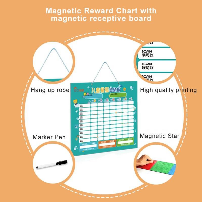 Reusable Durable Preschool Reward Chart With EVA Magnetic Star