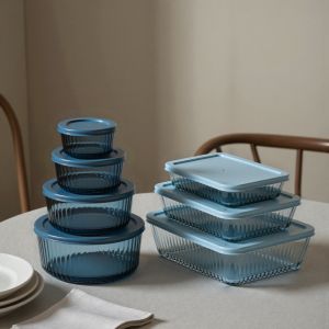 China Color Sprayed Glass Food Container Glass Food Storage Box With PE Lid wholesale