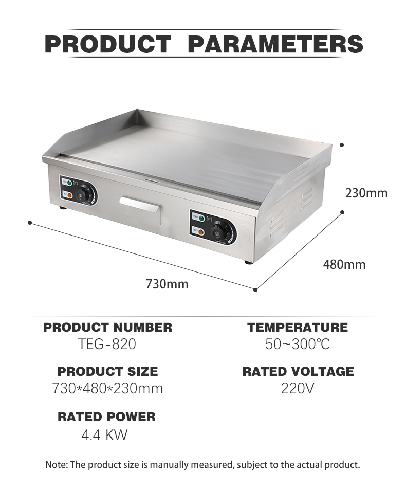 Hotel Restaurant Kitchen Equipment Stainless Steel Table Top Electric Flat Plate Griddle
