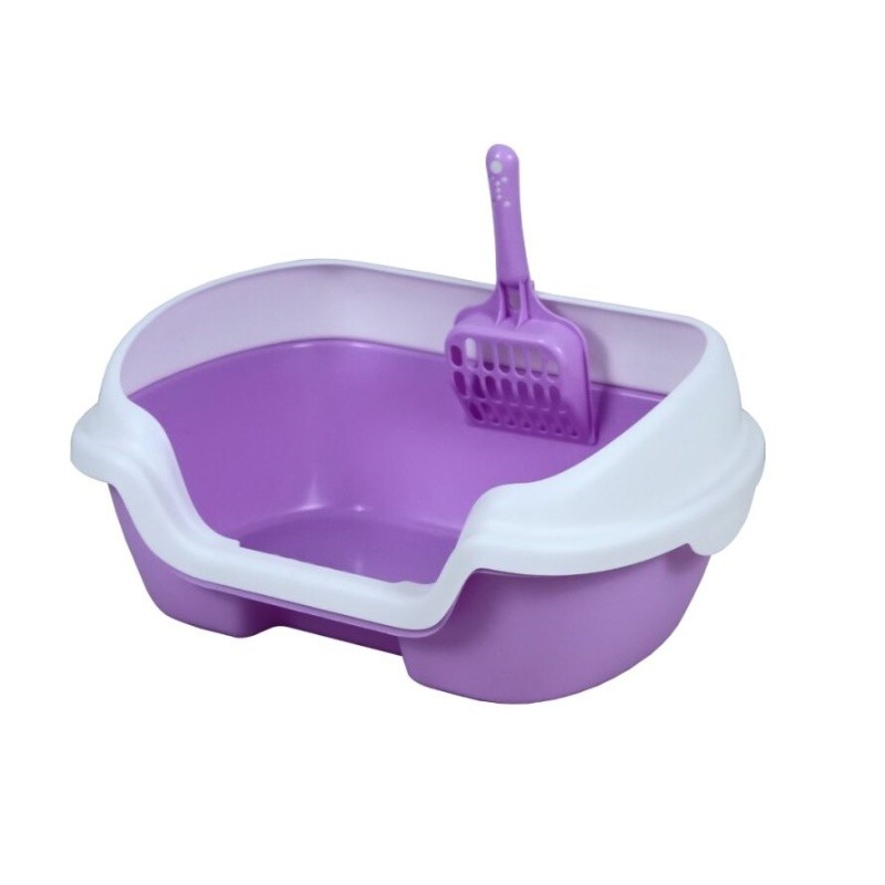 Coffee Pink Large Open Litter Box Open Top Cat Litter Box With Shield