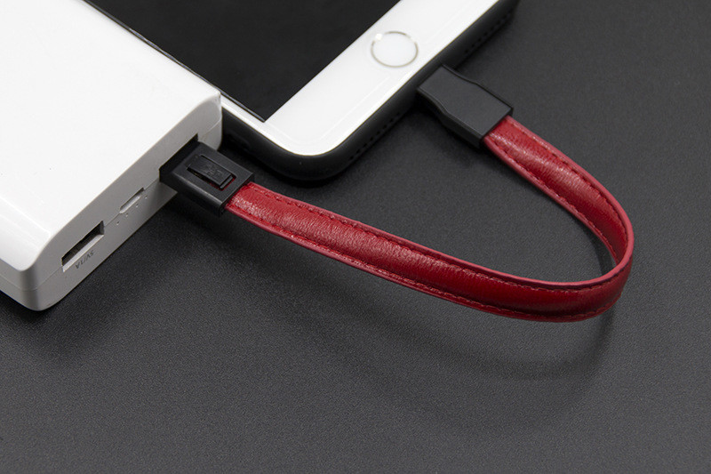 Android Length 13cm USB 2.0 Charging Cable PU Leather Keychain
