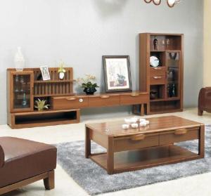China Melamine Finishing Living Room Wall Units Solid / Rubber Wood Material wholesale