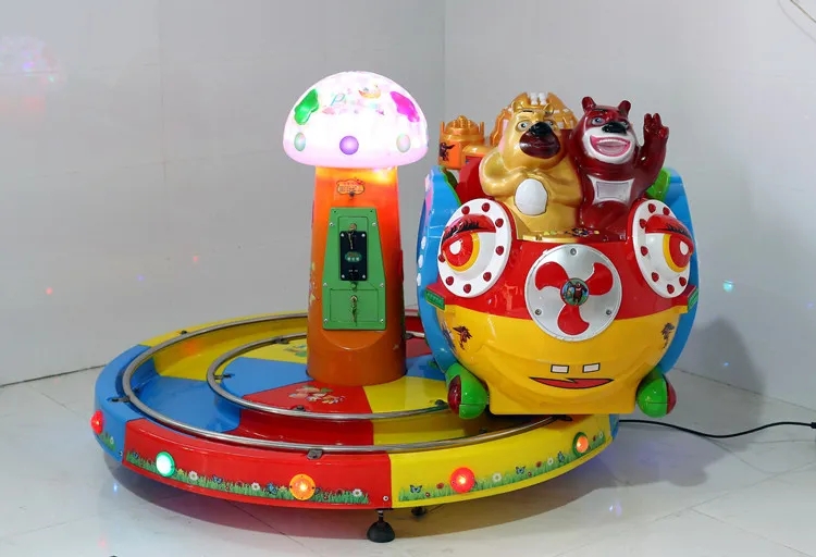 Amusement Park Arcade Carousel Kiddie Ride With Rail Trackless Train