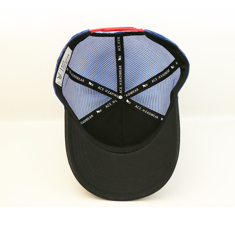 Curved Brim 5 Panel Trucker Cap With Custom Logo Embroidered Patches