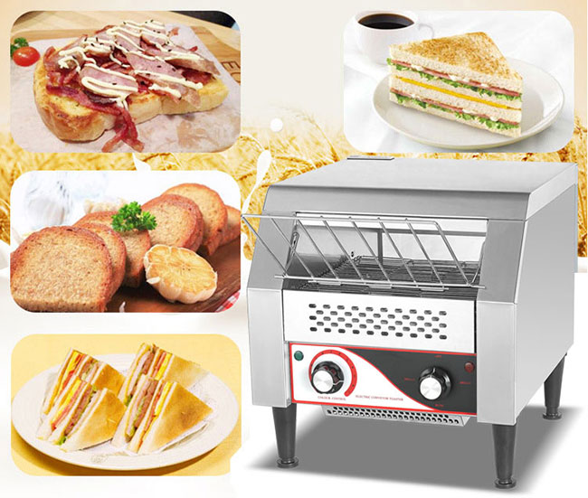 Commercial Stainless Steel 11KG Mini Electric Conveyor Toaster With Cover Bread Making Machine
