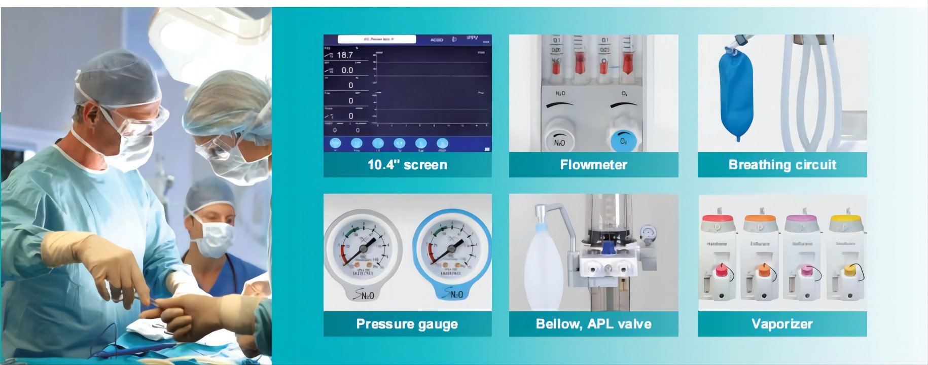 S6500 7" Screen Anesthesia System 25L/Min-75L/Min Anesthesia Workstation