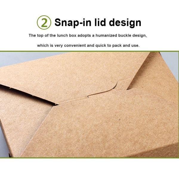 Takeaway Lunch Packaging Kraft Paper Salad Fruit Box with PET Window Printing UV Coating