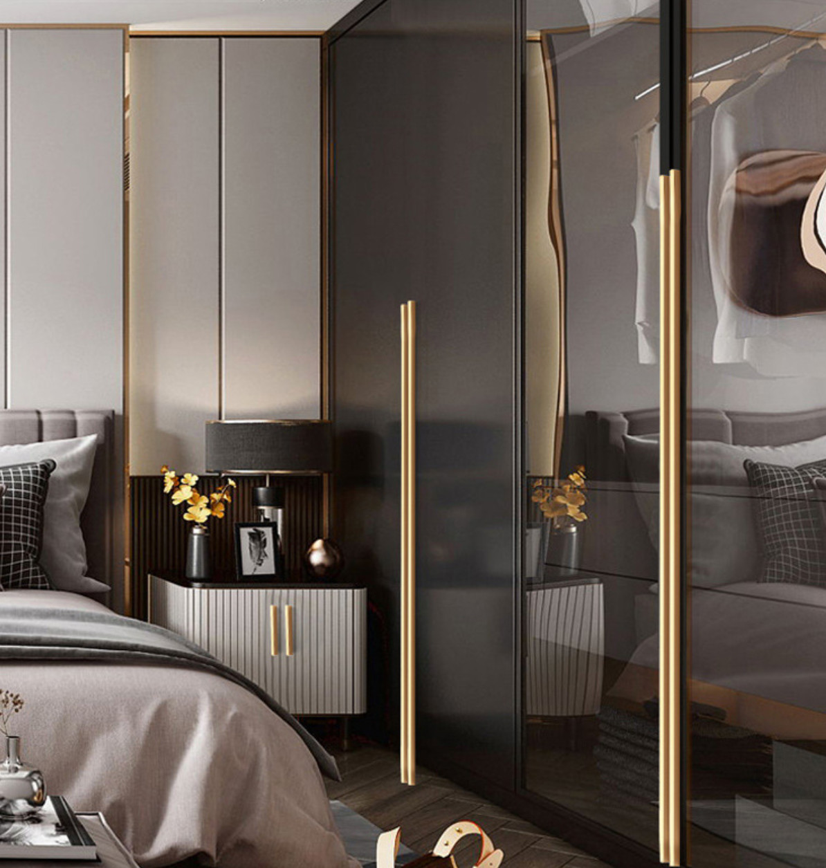 800mm Silver Aluminum Wardrobe Handle L Shape Round Head For Bedroom