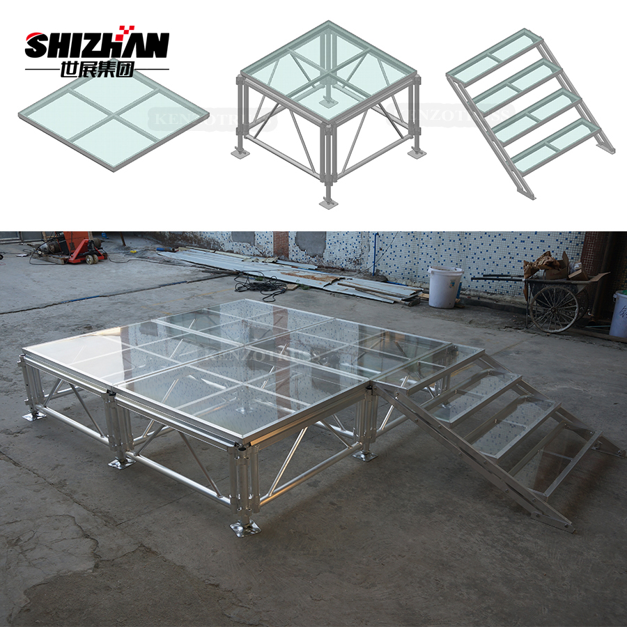 750kg/Sqm Mobile Portable Glass Stage Decoration Round For Wedding
