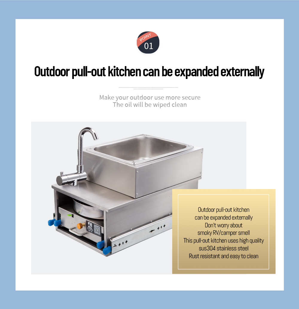 JP Portable stainless steel pull out gas stove for outdoor kitchen RV motorhome caravan