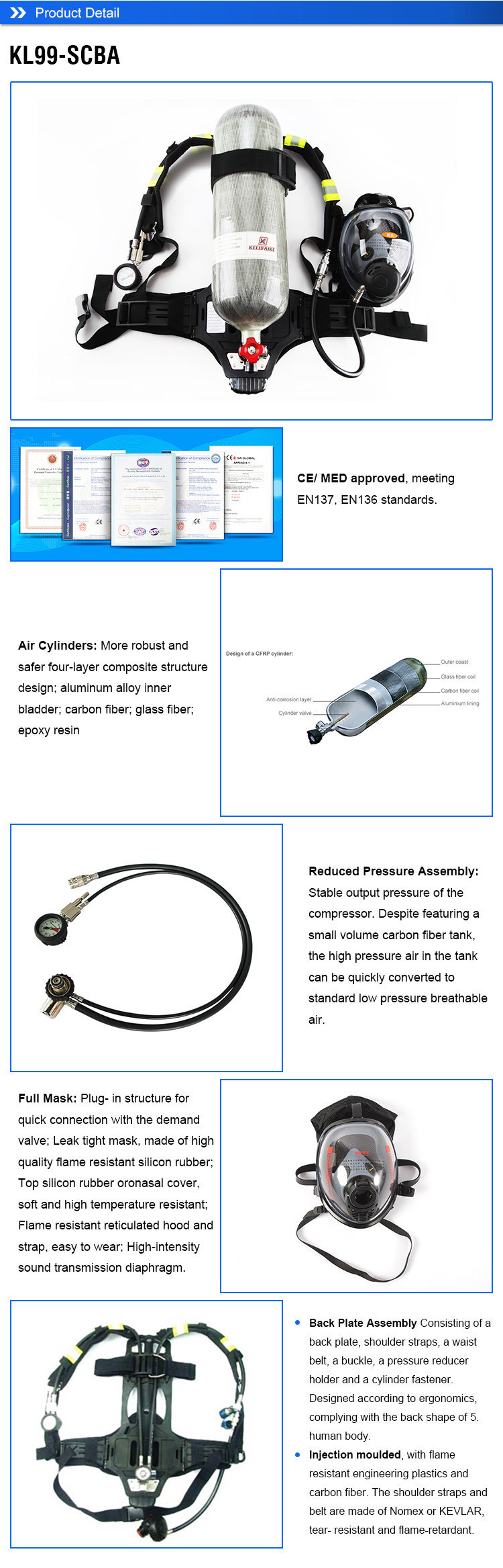 Back Plate Assembly for Scba Accessories Backboard Components