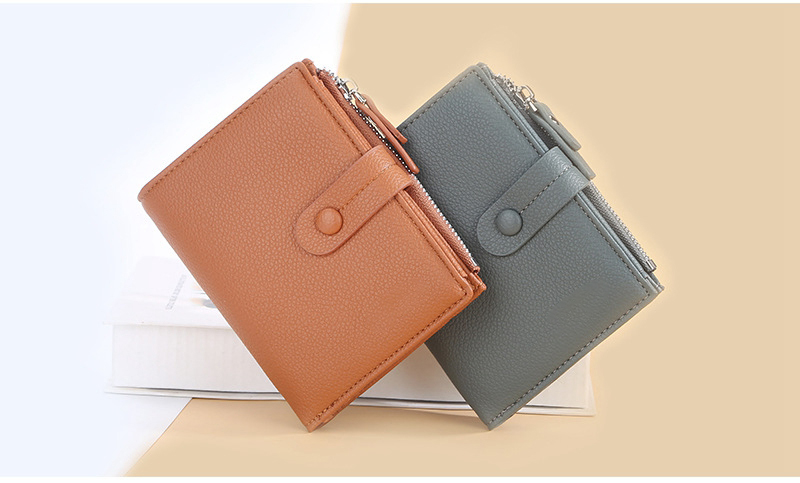 Minibook Short Cross Section Leather Multifunctional Casual Coin Wallet for Women