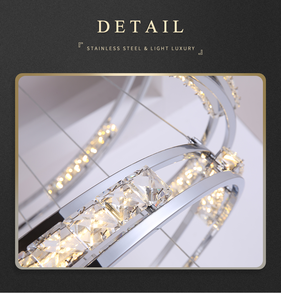 Luxury Crystal Living Room Chandelier Creative Ring Design Lobby Lamp(WH-NC-41)