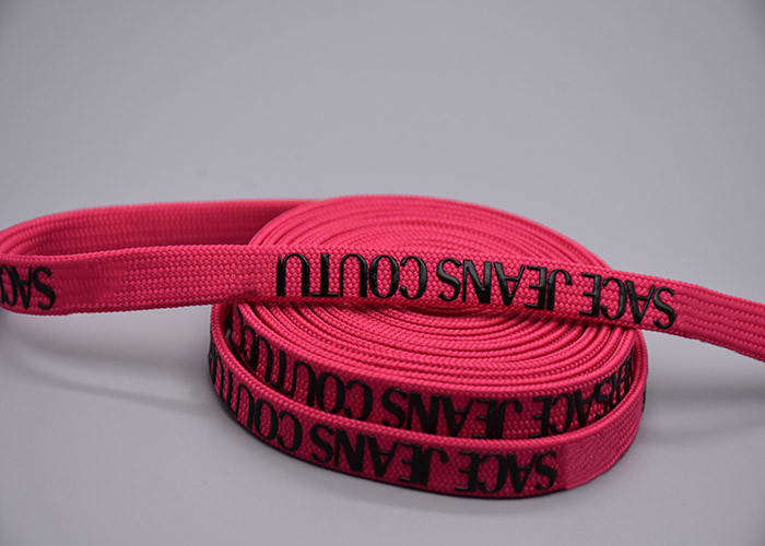 Custom 11mm Garments Polyester Braided Rope Printed Circular Shiny Silicone Logo