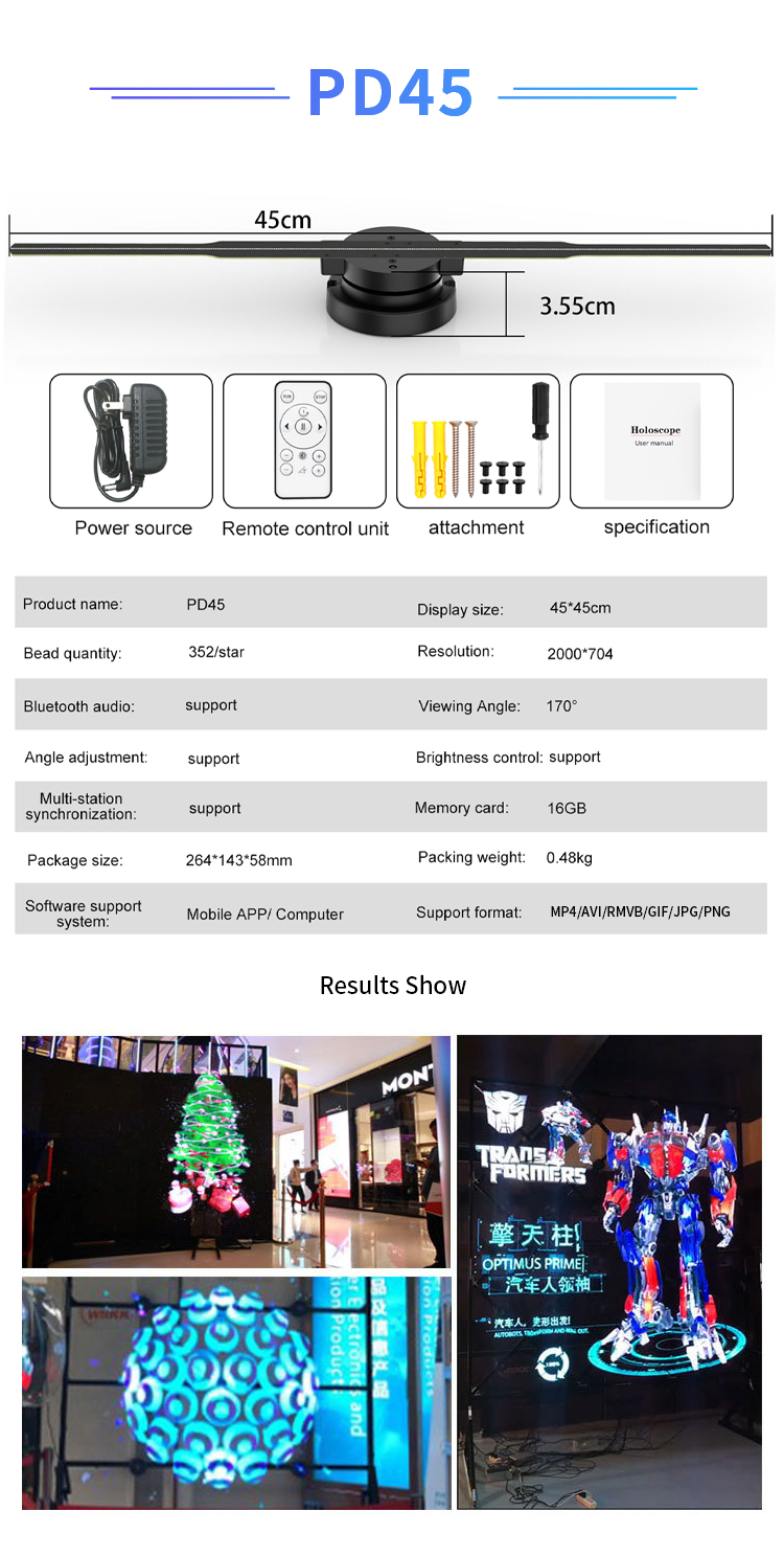 Hologram Fan 3d Hologram Display 180cm Digital Signage with 2d 3d Animation and LED