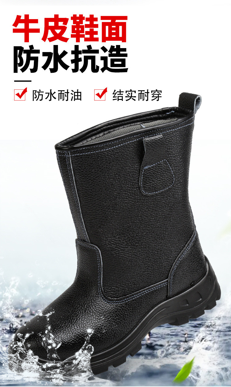 Kevlar Midsole Safety Shoes Cowhide Genuine Leather Work Boots with Steel Toe