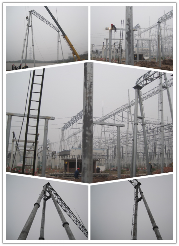 25ft - 45ft 15kv Electrical Power Pole 500kgf Load Octagonal Hot Dip Galvanized 1