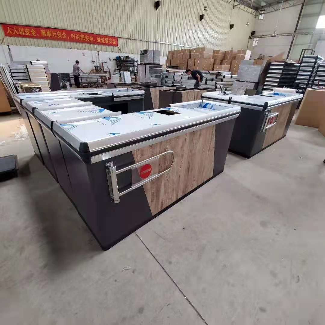 Convey Belt Supermarket Checkout Counter Powder Coating Retail Store Checkout Tables