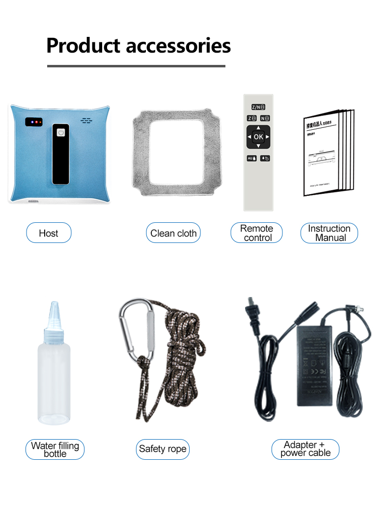 Household App Controlled Huidi Ultra-Thin Robot Window Cleaning Machine With Two Nozzles