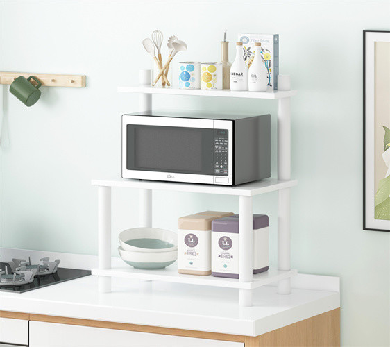 3 Tier Chipboard Corner Kitchen Microwave Rack Stand Shelf For Home