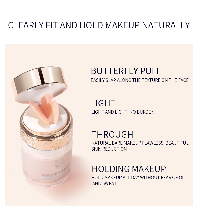 Shimmer Air Cushion BB Cream Face Makeup Cosmetics Butterfly Pressure Pump