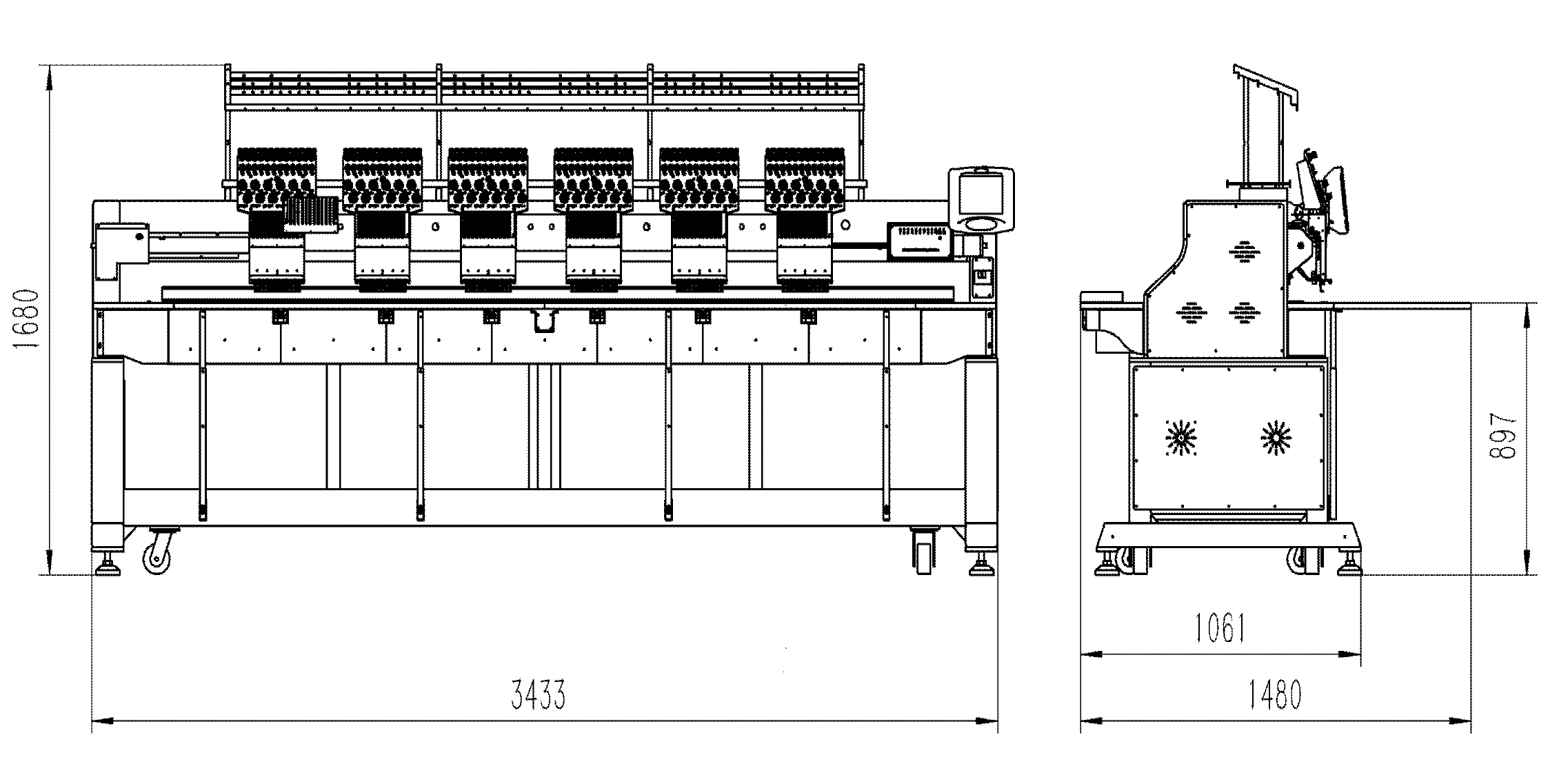 WONYO High-Speed Metal 6-Head Multi-head Computerized Embroidery Machine with 9 12 15 Needles