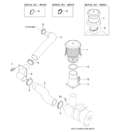 11N3-20041 11N320041 Air Intake Hose For Hyundai R110-7 Excavator Spare Parts