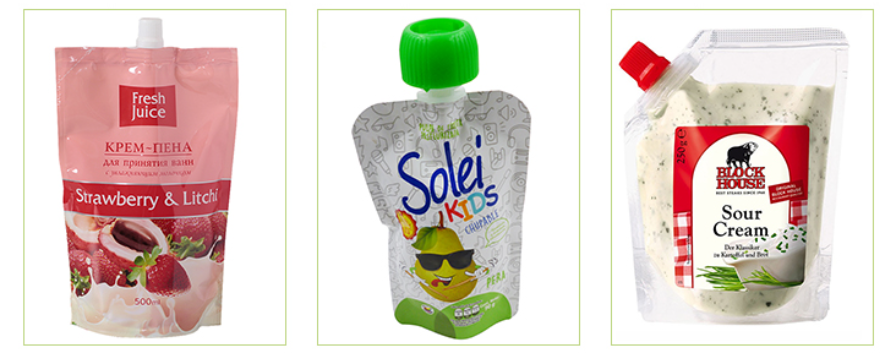 Food Grade Custom Juice Packaging Material Plastic Self-Supporting Stand Up Pouch Bags With Plastic Nozzle