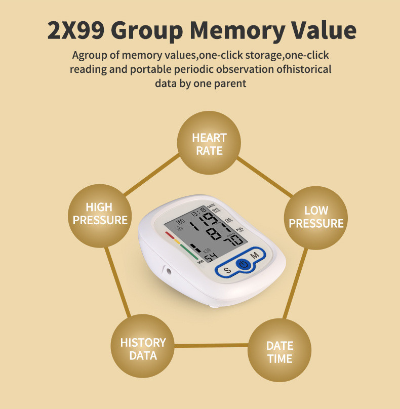 Digital Large Screen Daily Checks Home Hospital Blood Pressure Monitor With 2X99 Sets