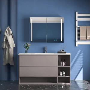 China Mirrored Bathroom Sinks And Cabinets Vanity Cupboard Resin Basin wholesale