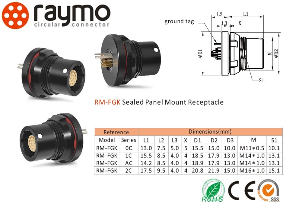 Raymo C Series Waterproof Circular Connectors Convenient Female Watertight