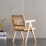Simple Nordic wood rattan dining chair Korean sitting room balcony lounge chair