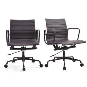 China Swivel Tilt Adjustable Ribbed Desk Chair , Modern Executive Leather Office Chair wholesale
