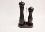 Manual Sustainable Wood Black Wooden Salt And Pepper Grinder Set