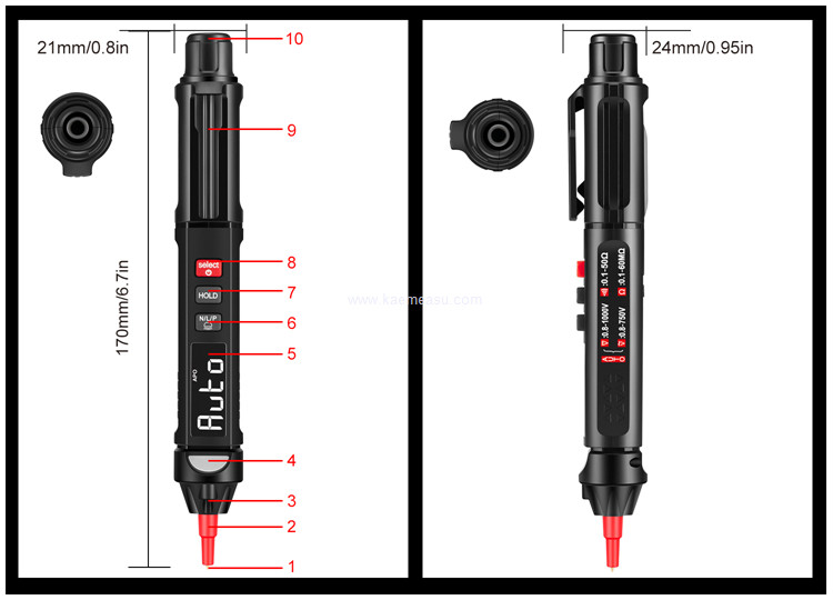 Kaemeasu 6000 Counts Display Pen Type Digital Multimeter With Voltage Detector
