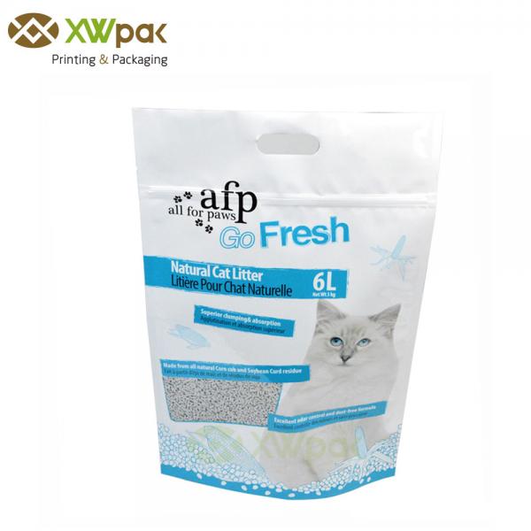 Custom Printed 6L Blue Stand Up Pet Food Bags with transparent window