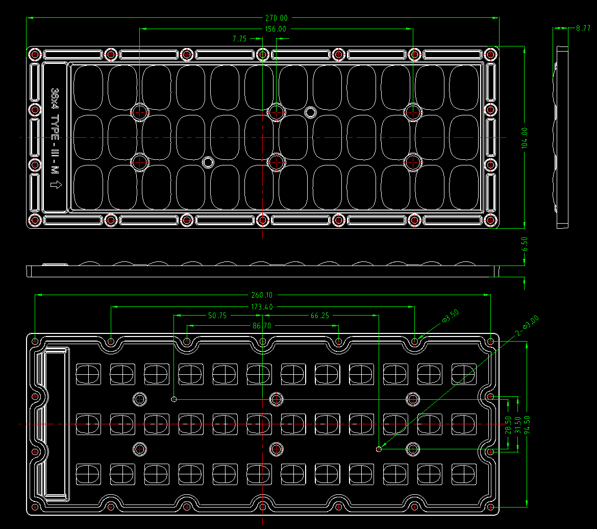 100w 144Led SMD3030 LED Street Light Module Optical PC