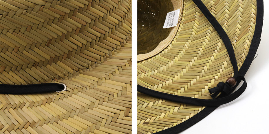 11.5cm Wide Brim Patch Straw Hat Woven Raffia Grass For Surfing