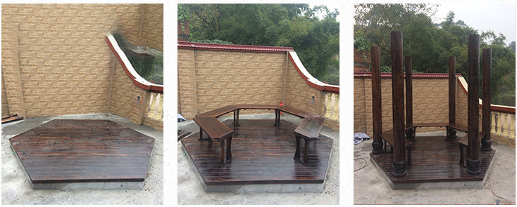 Hexagonal Chinese Wood Gazebo Outdoor Garden Pagoda Pavilion 2.6m