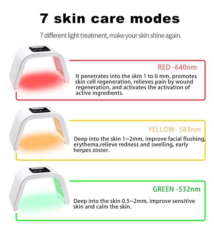 7 Colors PDT Light Therapy Facial Acne Treatment Photodynamic Therapy Machine