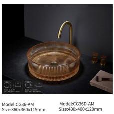 China Functional Glass Basin Sink Polished For Contemporary Bathroom wholesale