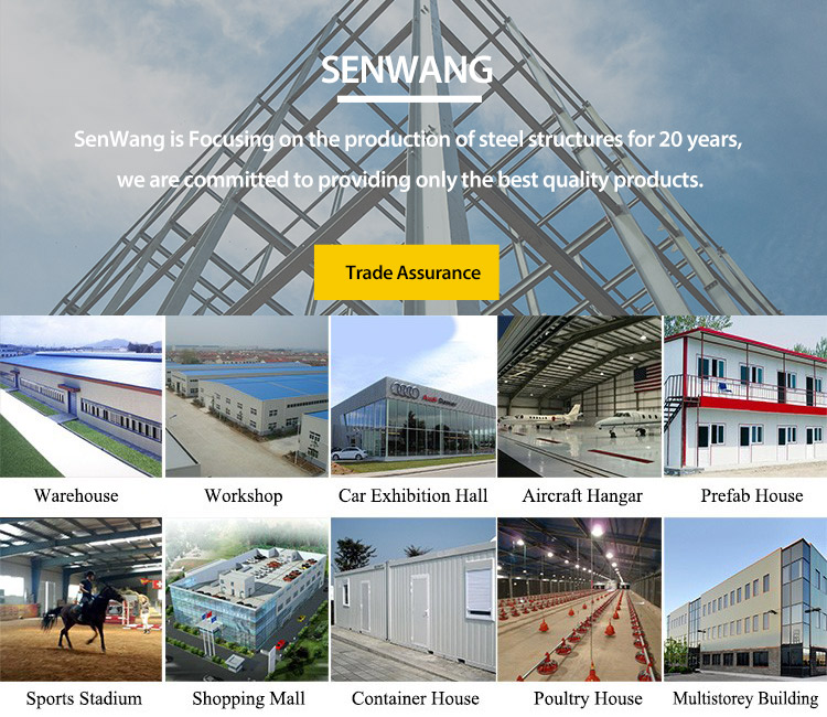 Prefab Warehouse Steel Structure Workshop Building Easy Assembly / Disassembly