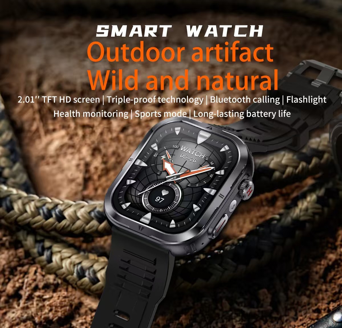 MK68 AMOLED Full Screen Men Smart Watch With BT Call Health Management 360mAh Battery