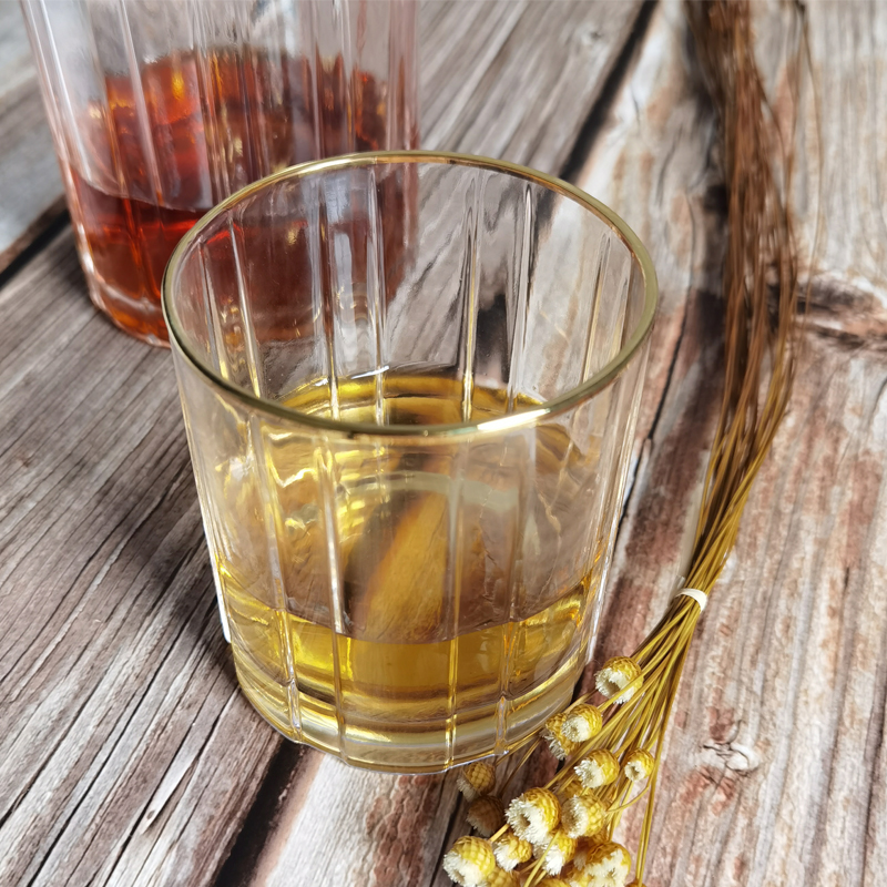 Customized Gold Rim Whole Set Handmade Whiskey Glass