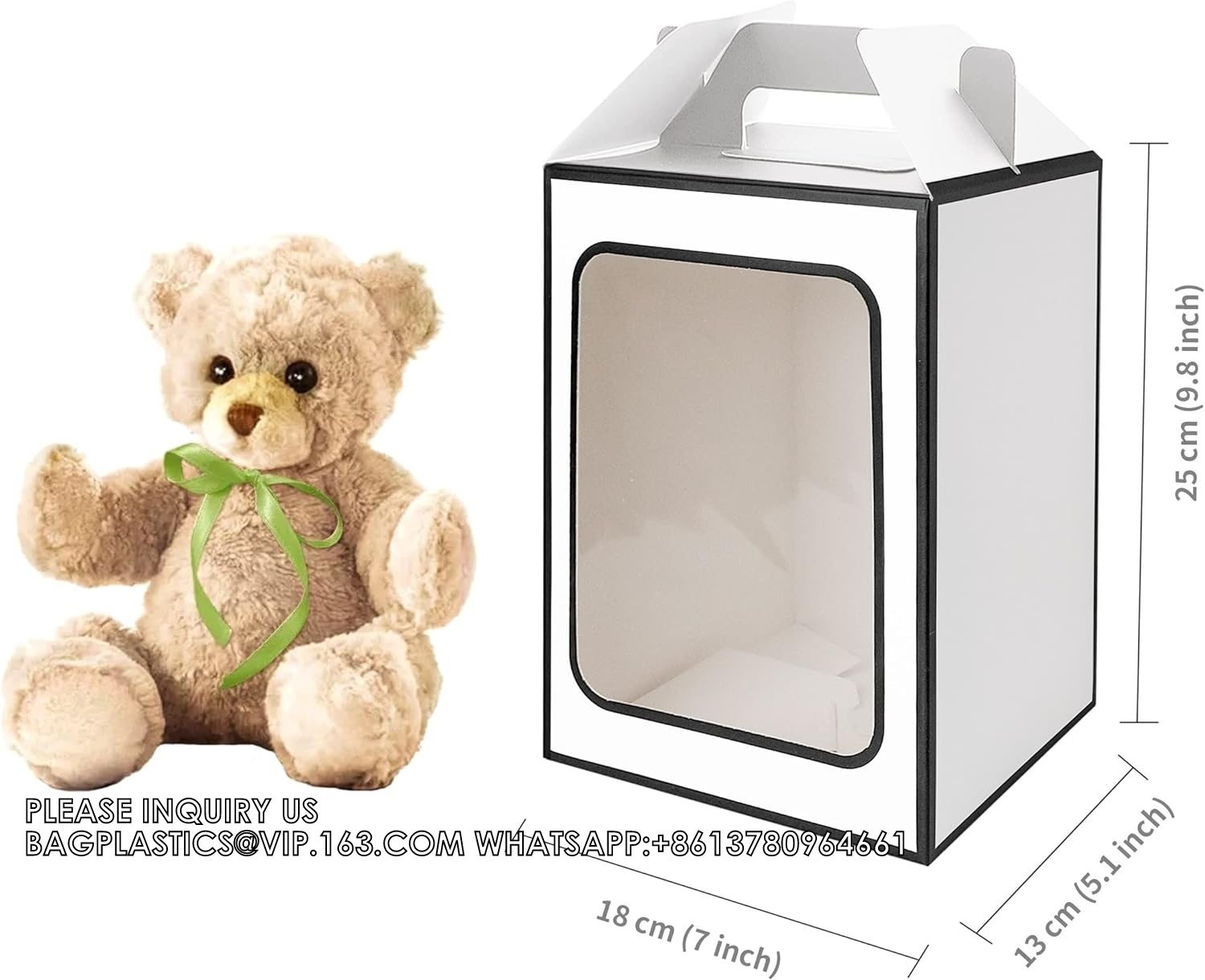 Flower Bouquet Paper Gift Bags With Handles, Wedding Party Bags Window Box Gift Wrapping Bags Small Cake Boxes Bakery