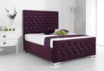 Crystal Tufted Velvet Upholstered Bed Frame Luxurious Buttons High Headboard