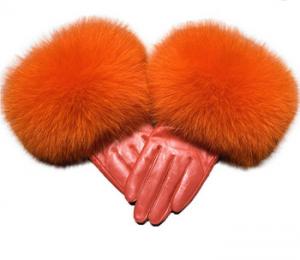 China Windproof Women Mittens Gloves Genuine Sheep Skin Leather Outdoor Driving Fox Fur wholesale