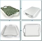 Customizable Printable White Plastic Blanks Desk Dinnerware Trays With Handles