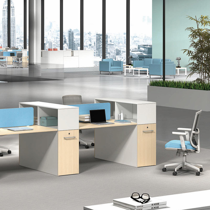 Wooden Office Table Workstation Modular Open Staff Workstations For Coworking Spaces