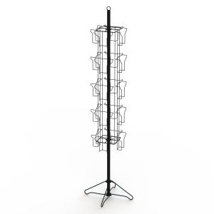 China Wire Base Spinner Pockets Rotatable Black Metal Book Display Stand wholesale